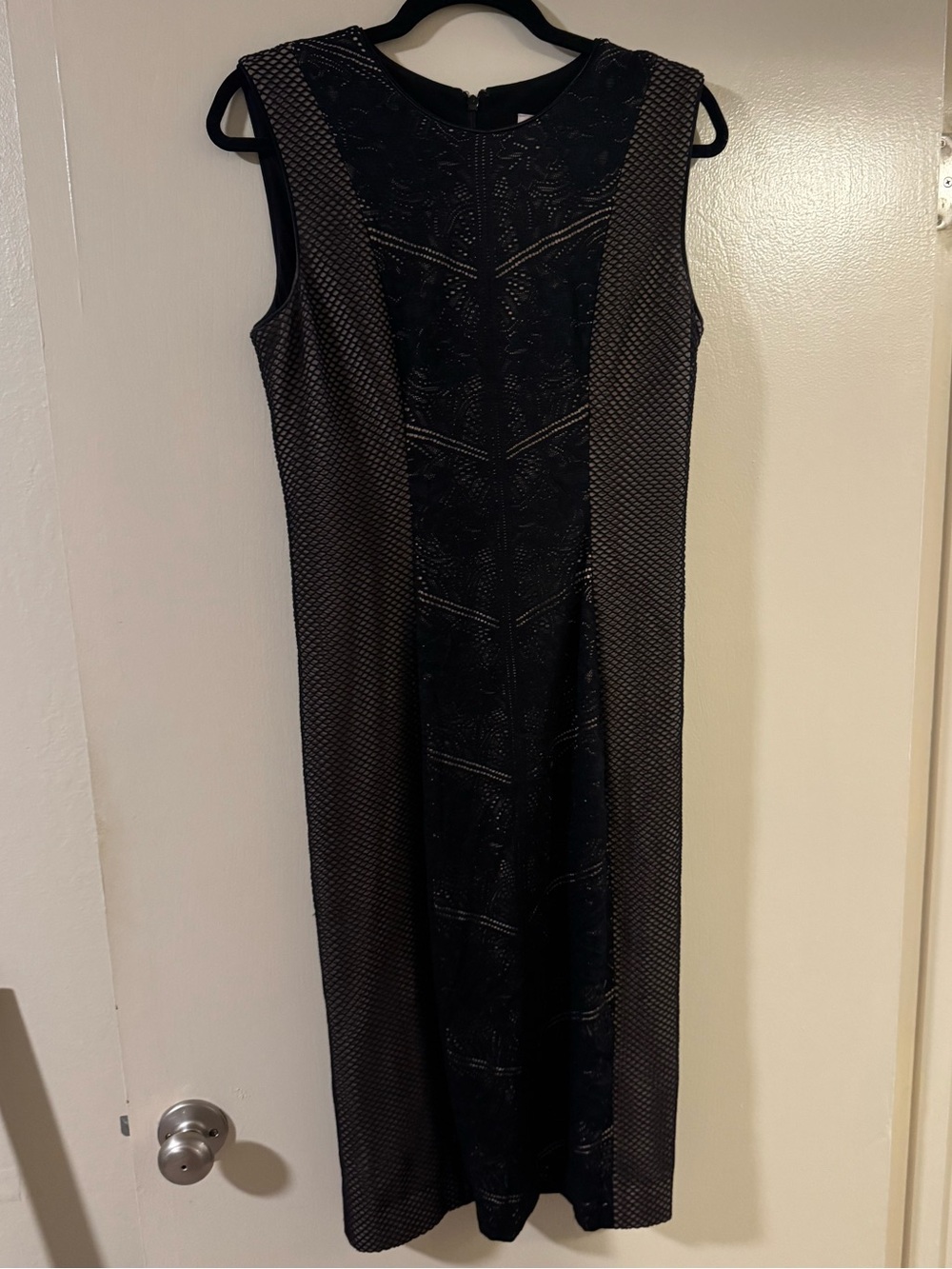 Dress the Population Black Patterned Midi Sheath Dress